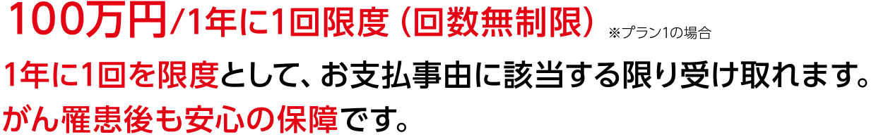 100万円/1年に1回限度(回数無制限)